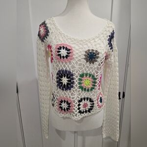 Dreamers Crocheted Patch Design Sweater